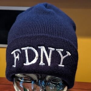 FIRE Department New York Embroidered Beanie Hat Blue